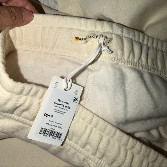 Marine Layer Cloud 9 Anytime Sweatpant Rainbow Striped Antique White NWT - Picture 8 of 9